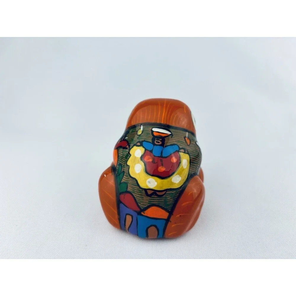 Mexican Folk Art Hand Painted Big Mouth Frog Ashtray Dish‎ Bowl Hollow Trinket